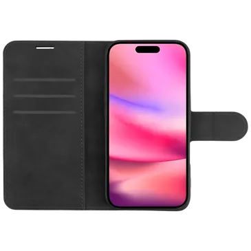 Just in Case Pu-Leder Premium Book Hülle Schwarz Apple iPhone 16 Plus