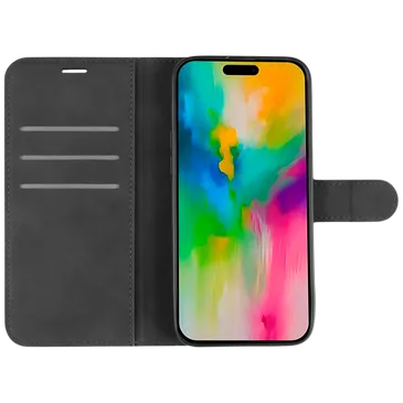 Just in Case Pu-Leder Premium Book Hülle Schwarz Apple iPhone 16 Pro Max