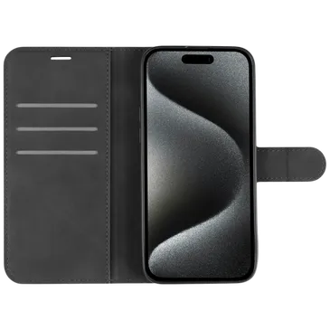 Just in Case Pu-Leder Premium Book Hülle Schwarz Apple iPhone 16 Pro