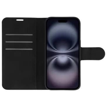Just in Case PU-Leder Premium Book Hülle Schwarz Apple iPhone 17