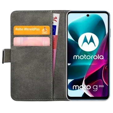 Mobilize PU-leder Book Case Schwarz Motorola Moto G200