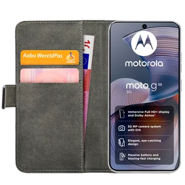 Mobilize Pu-Leder Book Hülle Schwarz Motorola Moto G55 5G