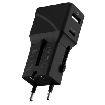 Rolling Square Pocket Travel Adapter Schwarz