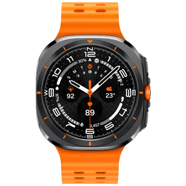 Samsung Galaxy Watch Ultra Titanium Grau (Orangenes Gummi Armband)