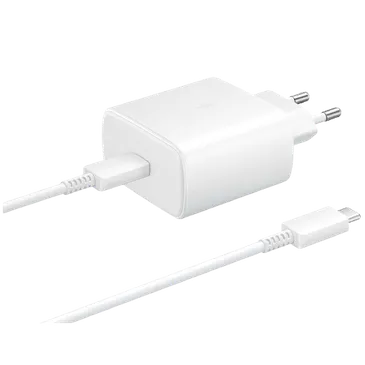 Samsung USB-C Ladeadapter mit Schnellladefunktion 45W + USB-C Kabel EP-TA845 Weiß