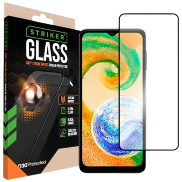 Striker D3O Gehärtetes Glass Edge To Edge Displayschutzfolie Samsung Galaxy A02S/A03(S)/A04(S)/A12/M12/A13/A23/A32 5G